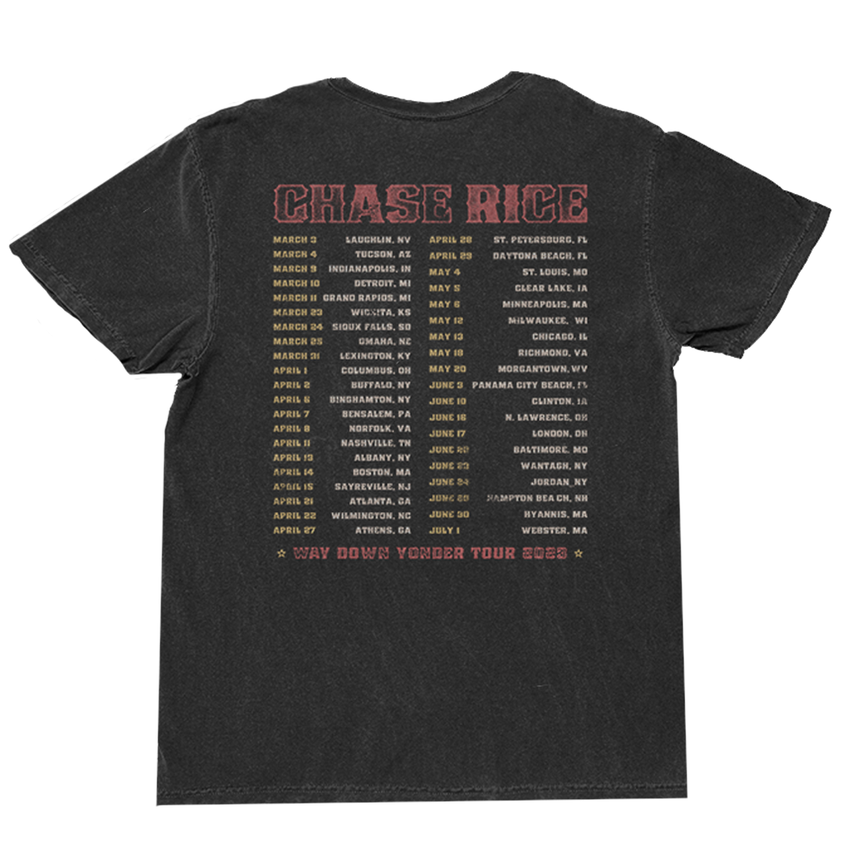 2023 Chase Rice Way Down Yonder Tour Tee | Chase Rice Official Merchandise